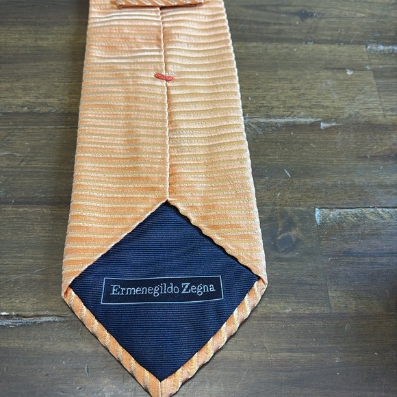 Ermenegildo Zenga Gold Striped Mens Tie Yellow Career Silk - Picture 4 of 4